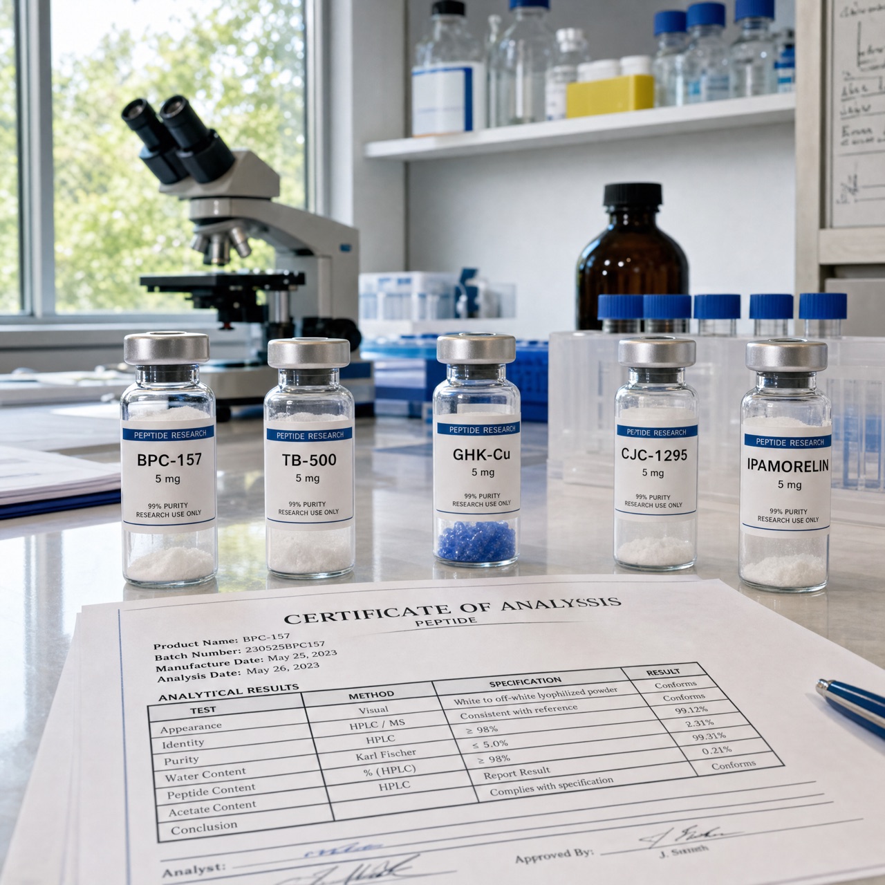 Medical vials representing GLP-1 and research peptide compounds